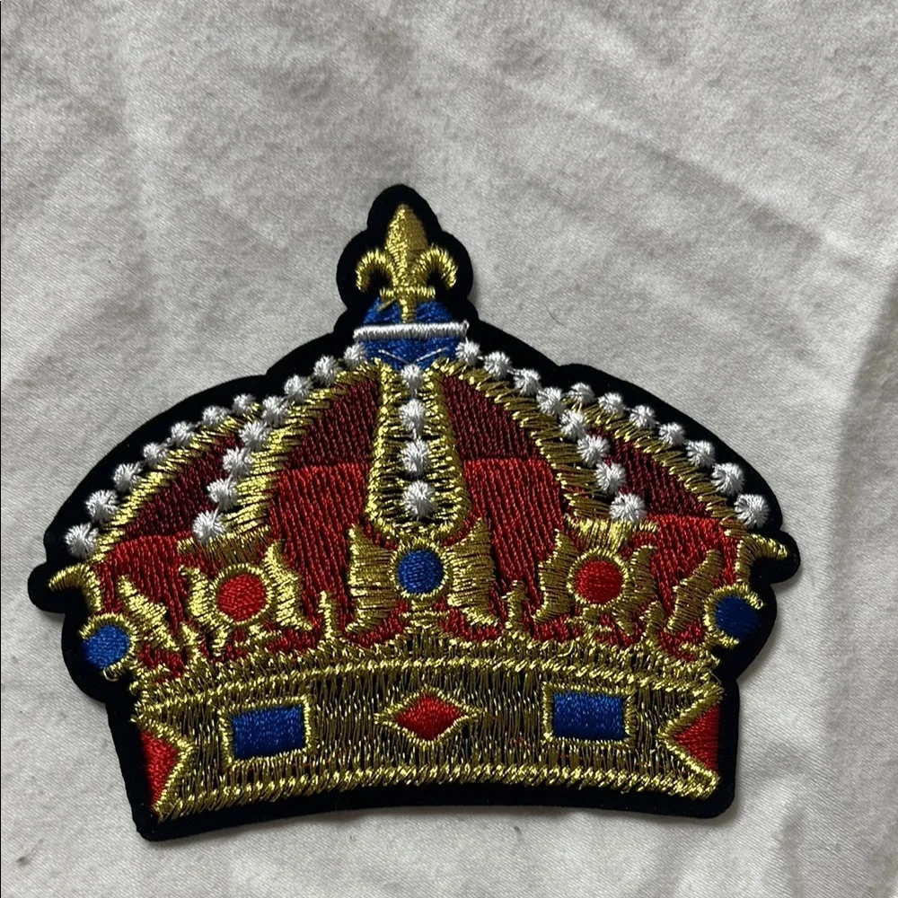 Crown Embroidered Patches Set - Red, Gold, Black